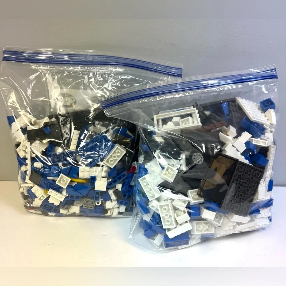 Mega Blocks‎ - Two bags , Mixed pieces, Blue/White/Grey/Black, Pre-Owned
